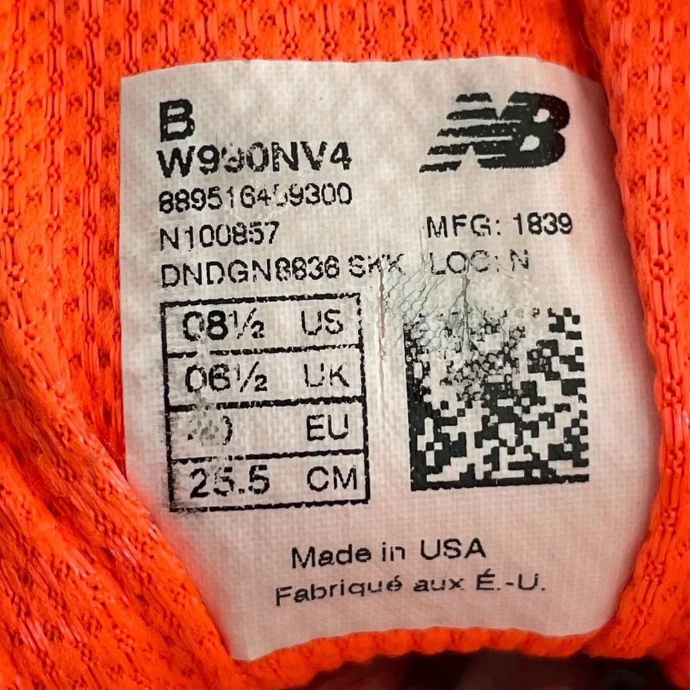 New Balance 990 v4 Womens 8.5 Navy/Orange Suede Comfort Trainers made in USA‎